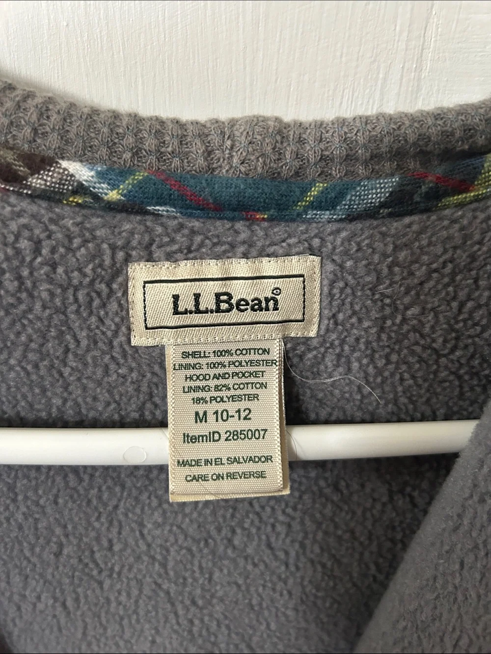 L.L. Bean Kids M 10-12 Multicolor Fleece-Lined Plaid Hooded Jacket